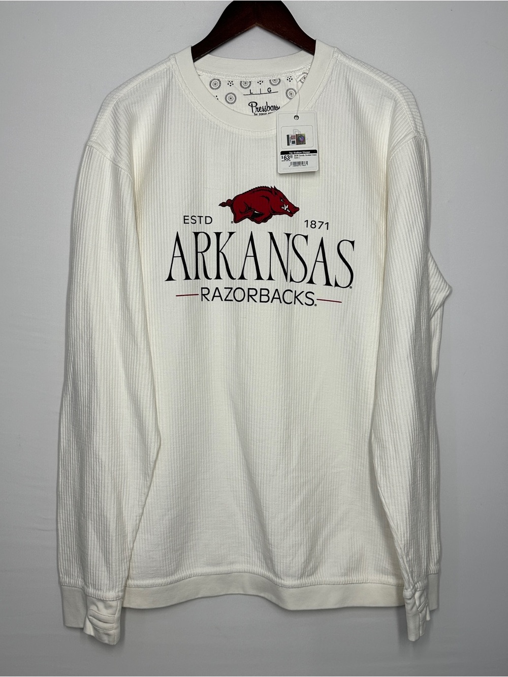 Pressbox Arkansas Razorbacks Long-Sleeve Thermal Tee - White